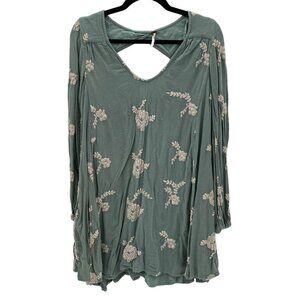 Free People Sage Embroidered Floral Long Sleeve Top Women's Size S